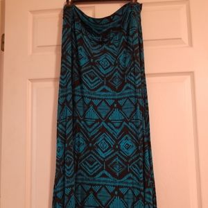 Long A line knit Skirt, Tribal print.